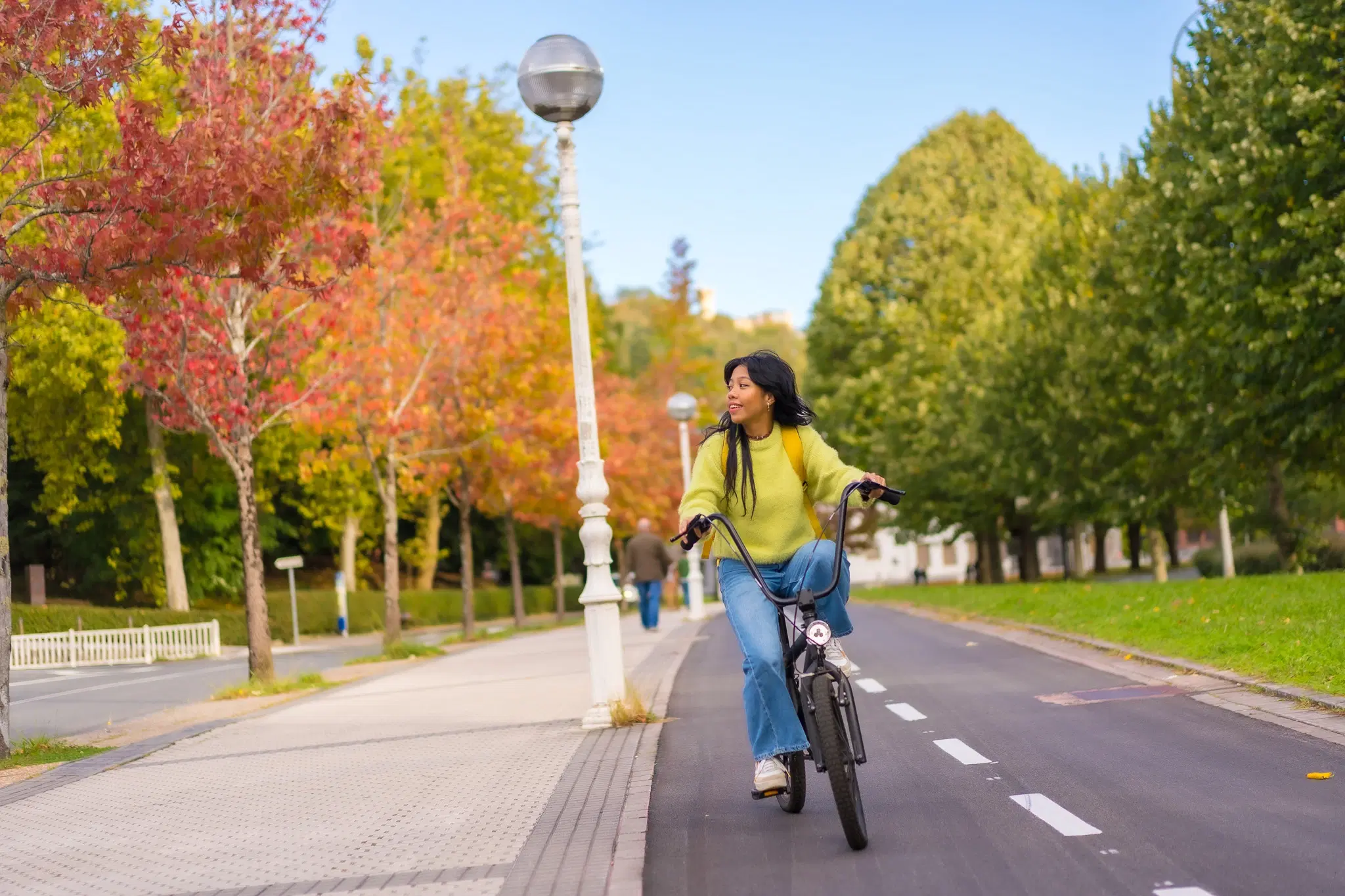 Student cycling at Nova Academy campus