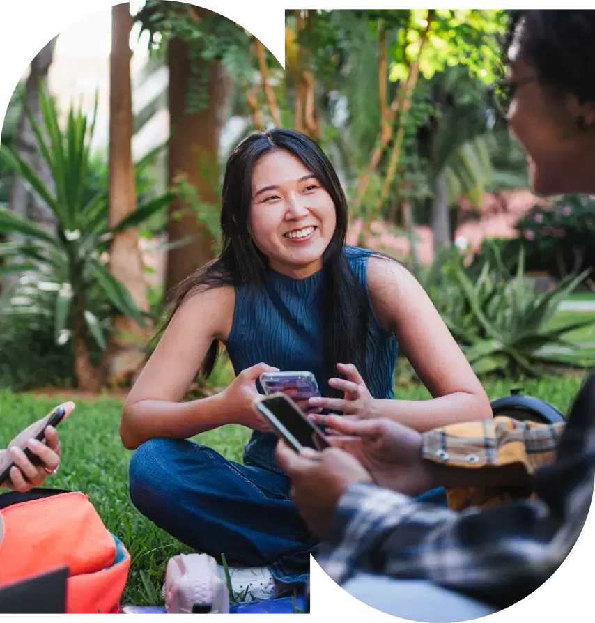 Girl chatting with friends in Nova Academy